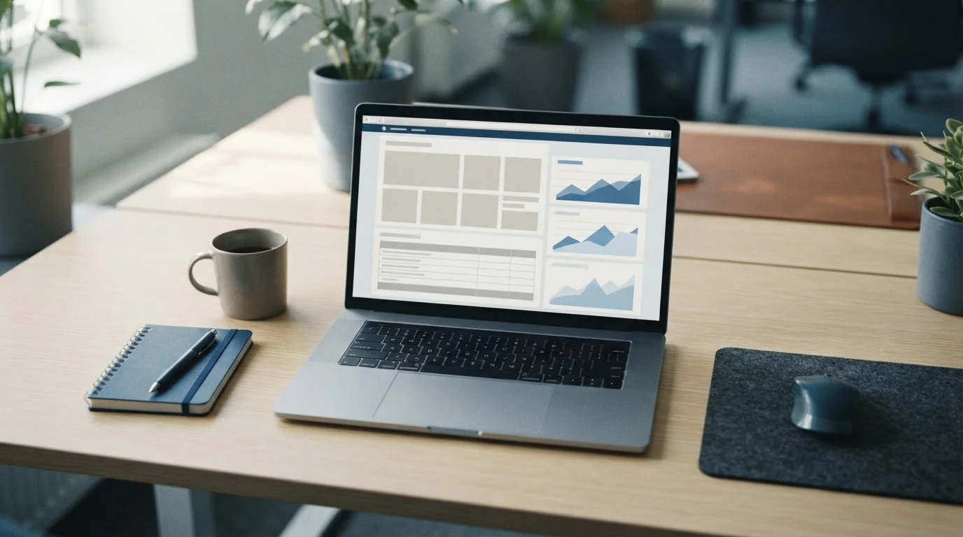 Espacio de trabajo con ordenador mostrando plataforma de apuestas regulada en España
