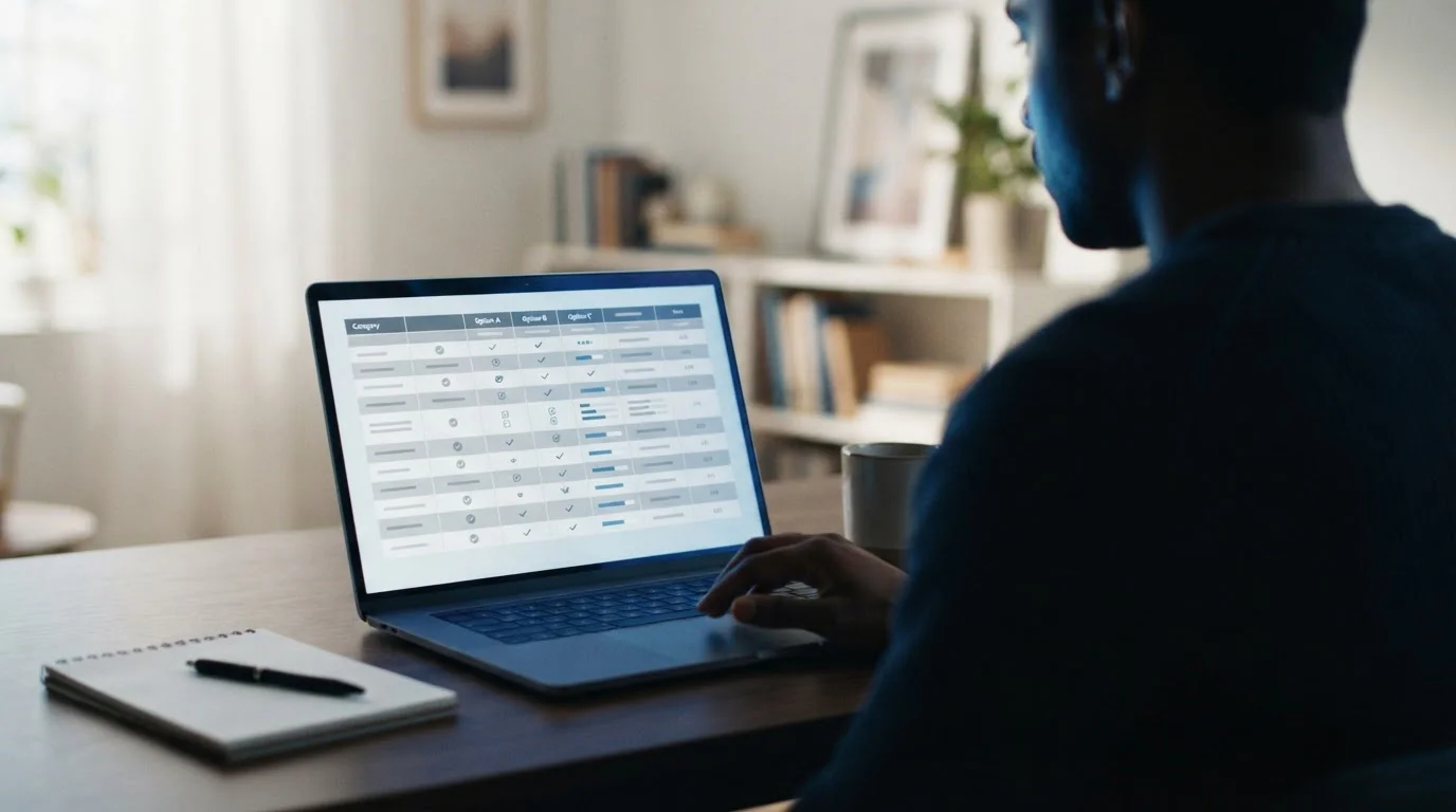 Vista de dispositivo con tabla comparativa de operadores y sus ofertas