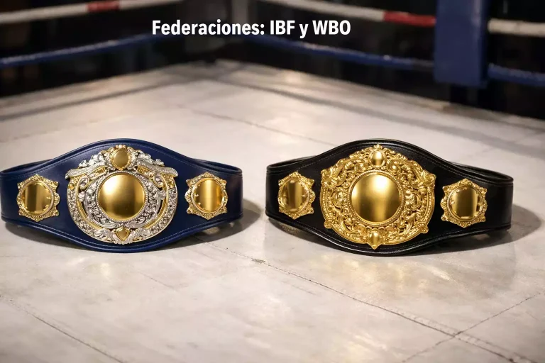 IBF y WBO: dos cinturones de campeonato mundial de boxeo sobre la lona del ring