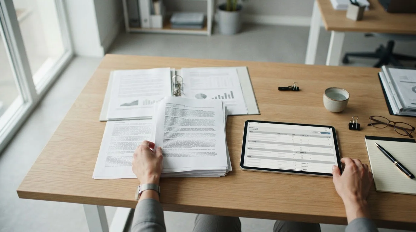 Documentos oficiales y tablet con marco normativo de apuestas en España