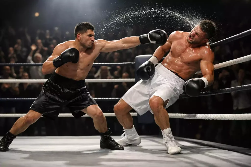 Value betting en boxeo: underdog sorprendiendo con un golpe al favorito en el ring